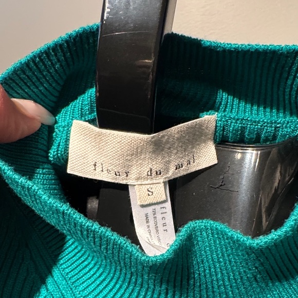 Fleur du Mal Teal Ribbed Knit Top - Picture 2 of 4